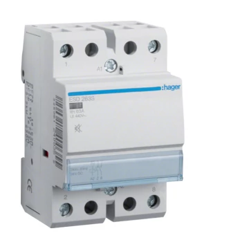 HAGER Csendes mágneskapcsoló, 2Z, 63A, 24V AC/DC, moduláris (ESD263S)