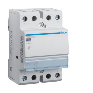 HAGER Csendes mágneskapcsoló, 2Z, 63A, 24V AC/DC, moduláris (ESD263S)