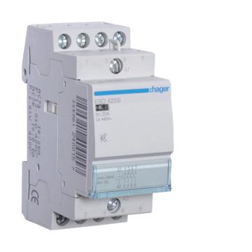 HAGER Csendes mágneskapcsoló, 4Z, 25A, 24V AC/DC, moduláris (ESD425S)
