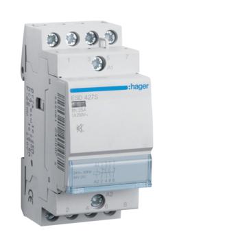 HAGER Csendes mágneskapcsoló, 2Z+2NY, 25A, 24V AC/DC, moduláris (ESD427S)