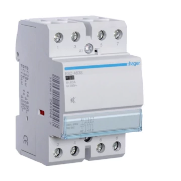 HAGER Csendes mágneskapcsoló, 4Z, 63A, 24V AC/DC, moduláris (ESD463S)