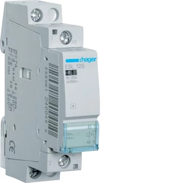 HAGER Mágneskapcsoló, 1Z, 25A, 8/12V AC, moduláris (ESL125)