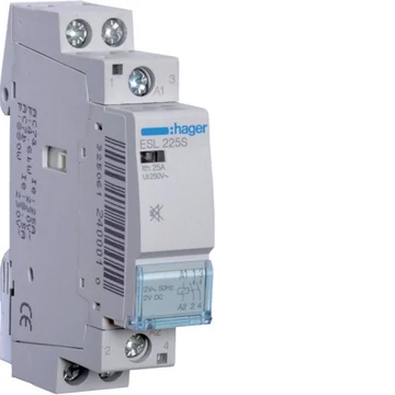HAGER Csendes mágneskapcsoló, 2Z, 25A, 12V AC/DC, moduláris (ESL225S)