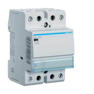 HAGER Mágneskapcsoló, 2Z, 63A, 12V AC, moduláris (ESL263)