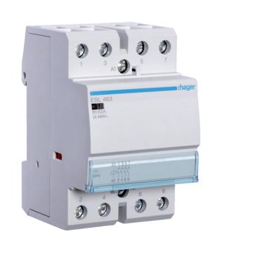 HAGER Mágneskapcsoló, 4Z, 63A, 12V AC, moduláris (ESL463)