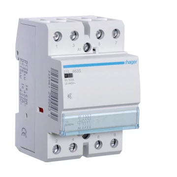 HAGER Csendes mágneskapcsoló, 4Z, 63A, 12V AC/DC, moduláris (ESL463S)