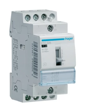 HAGER Mágneskapcsoló, 3Z, 25A, 230V AC, I-0-II, moduláris, kézzel is kapcsolható (ETC325)