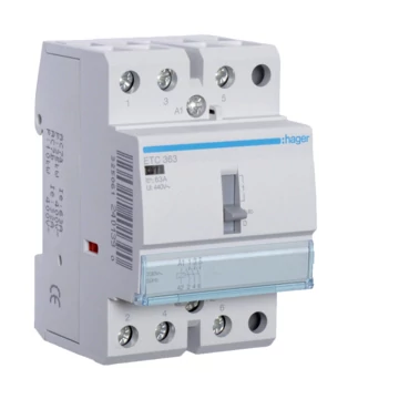 HAGER Mágneskapcsoló, 3Z, 63A, 230V AC, I-0-II, moduláris, kézzel is kapcsolható (ETC363)