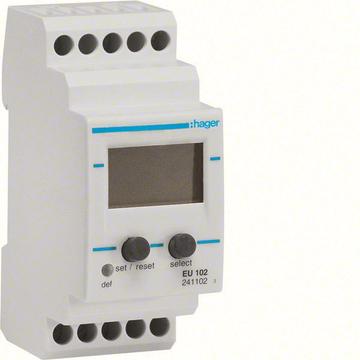 HAGER Feszültségfigyelő relé, 1F, beállítható feszültség (15-700V DC / 15-480V AC) és idő (0,1-12s); +/- 5-50% (EU102)
