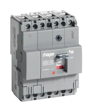 HAGER Kompakt megszakító x160, 4P, 32A, 18kA, fix TM kioldóval (HDA033L)
