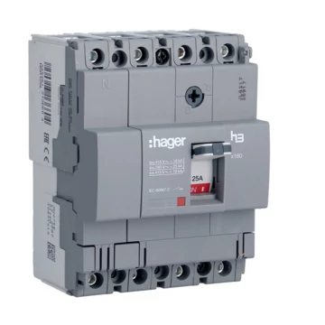 HAGER Kompakt megszakító x160, 4P, 125A, 18kA, fix TM kioldóval (HDA126L)