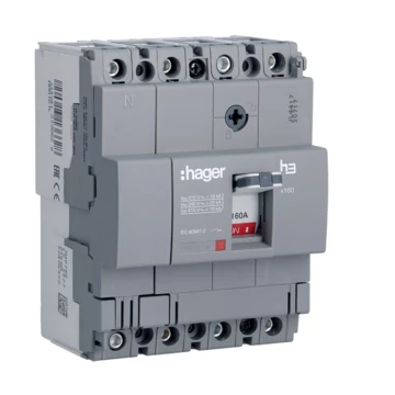 HAGER Kompakt megszakító x160, 4P, 160A, 18kA, fix TM kioldóval (HDA161L)