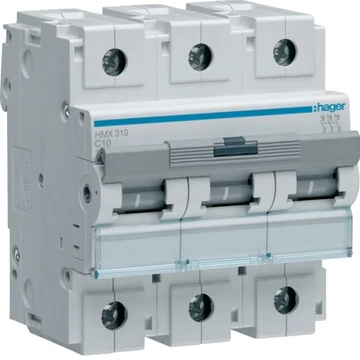 HAGER Kismegszakító 3P, C-10A, 50kA, 4,5M (HMX310)