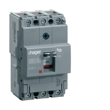 HAGER Kompakt megszakító x160, 3P, 80A, 40kA, áll. TM kioldóval (HNA080H)