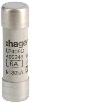 HAGER Hengeres olvadóbiztosítóbetét, 14x51 mm, gG, 6 A (LF406G)