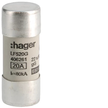 HAGER Hengeres olvadóbiztosítóbetét, 22x58 mm, gG, 20 A (LF520G)
