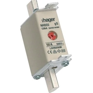 HAGER NH000 gG 50A 500V Késes biztosító (LNH0050M)