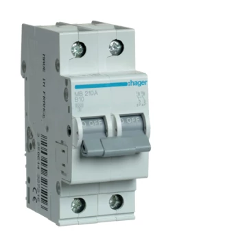 HAGER Kismegszakító 2P, B-10A, 6kA, 2M (MB210A)