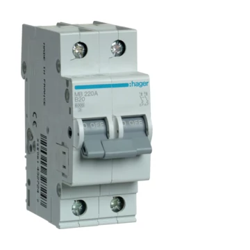 HAGER Kismegszakító 2P, B-20A, 6kA, 2M (MB220A)