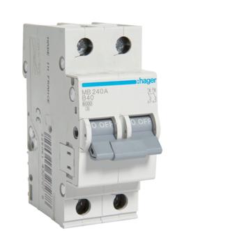 HAGER Kismegszakító 2P, B-40A, 6kA, 2M (MB240A)