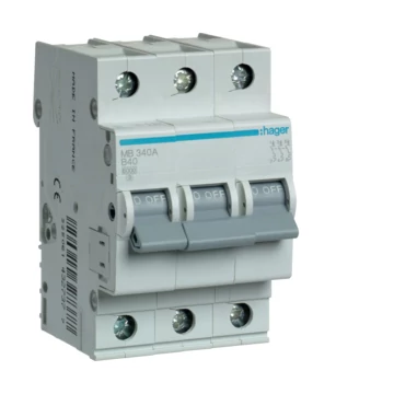 HAGER Kismegszakító 3P, B-40A, 6kA, 3M (MB340A)