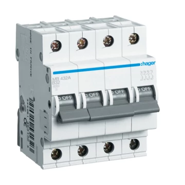 HAGER Kismegszakító 4P, B-32A, 6kA, 4M (MB432A)
