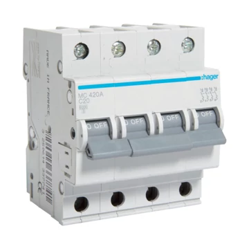 HAGER Kismegszakító 4P, C-20A, 6kA, 4M (MC420A)