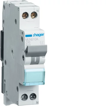 HAGER Kismegszakító 1P+N, C-10A, 6kA, 1M (MLN510A)