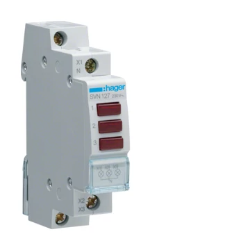 HAGER Jelzőlámpa, 3db piros LED-del, 230V AC, moduláris, 1M (SVN127)