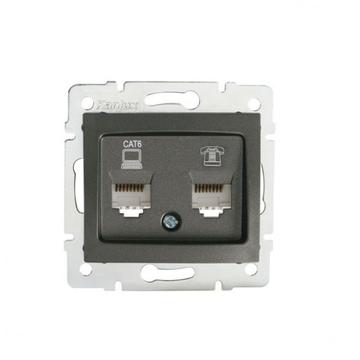 KANLUX DOMO 01-1440-041 Adat-telefoncsatlakozó aljzat, grafit (24935)
