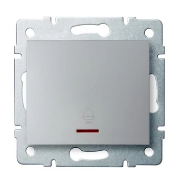 KANLUX LOGI 02-1080-143 Jelzőfényes csengő nyomókapcsoló, ezüst (25194)