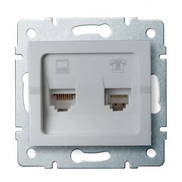 KANLUX LOGI 02-1440-043 Adat-telefoncsatlakozó aljzat, ezüst (25231)