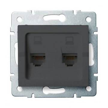 KANLUX LOGI 02-1410-041 Dupla adatcsatlakozó aljzat, grafit (25287)