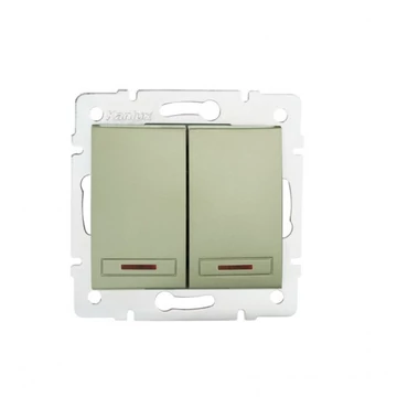 KANLUX DOMO 01-1023-250 Jelzőfényes dupla nyomókapcsoló , pezsgő (25367)