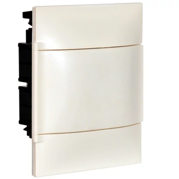 LEGRAND PractiboxS 1 sor 4 modul, téglafalba süllyeszthető kiselosztó(650°C), fehér ajtóval, védőföld és nulla elosztókapoccsal (134144)