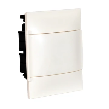 LEGRAND PractiboxS 1 sor 8 modul, téglafalba süllyeszthető kiselosztó(650°C), fehér ajtóval, védőföld és nulla elosztókapoccsal (134148)