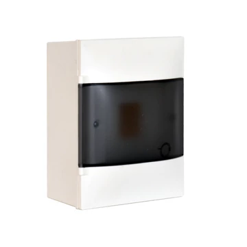LEGRAND PractiboxS 1 sor 4 modul, falon kívüli kiselosztó, átlátszó füstszínű ajtóval, védőföld és nulla elosztókapoccsal (134214)