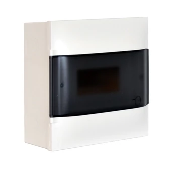 LEGRAND PractiboxS 1 sor 8 modul, falon kívüli kiselosztó, átlátszó füstszínű ajtóval, védőföld és nulla elosztókapoccsal (134218)
