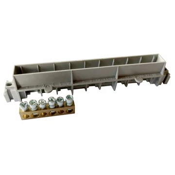 LEGRAND PractiboxS 8 modulos szekrényhez, 1 x (3x16mm² + 3x10mm²) csupasz PE elosztókapocs szigetelt tartóval; Icc=6 kA (134801)