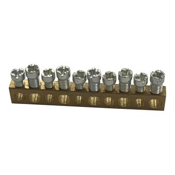 LEGRAND PractiboxS 10 kötési pont, 5x16mm² + 5x10mm², kiegészítő csupasz sárgaréz PE/N elosztókapocs; Icc=6 kA (134807)