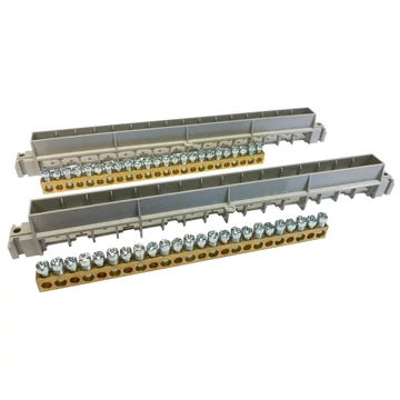 LEGRAND PractiboxS 12 modulos süllyesztett szekrényhez, 2 x (12x16mm² + 12x10mm²) csupasz PE+N elosztókapocs szigetelt tartóval; Icc=6 kA (134812)