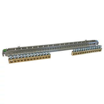 LEGRAND PractiboxS 18 modul/sor-os süllyesztett szekrényhez, 2 x (1x25mm² + 12x16mm²) csupasz PE+N elosztókapocs szigetelt tartóval; Icc=10 kA (134814)