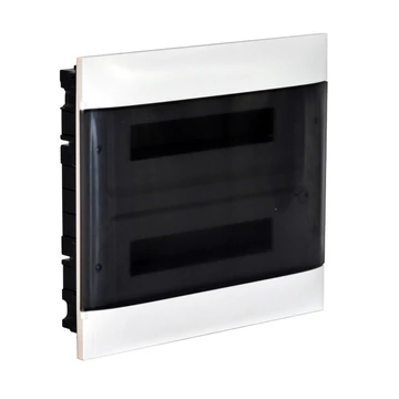 LEGRAND PractiboxS 2 sor 12 modul, téglafalba süllyeszthető kiselosztó(650°C), átlátszó füstszínű ajtóval, védőföld és nulla elosztókapoccsal (135152)