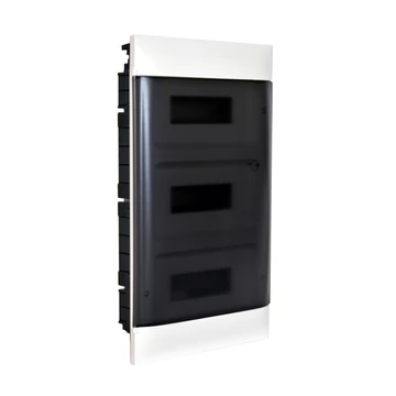 LEGRAND PractiboxS 3 sor 12 modul, téglafalba süllyeszthető kiselosztó(650°C), átlátszó füstszínű ajtóval, védőföld és nulla elosztókapoccsal (135153)