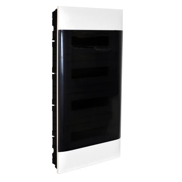 LEGRAND PractiboxS 4 sor 12 modul, téglafalba süllyeszthető kiselosztó(650°C), átlátszó füstszínű ajtóval, védőföld és nulla elosztókapoccsal (135154)