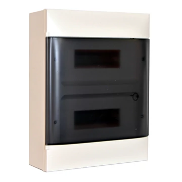 LEGRAND PractiboxS 2 sor 12 modul, falon kívüli kiselosztó(650°C), átlátszó füstszínű ajtóval, védőföld és nulla elosztókapoccsal (135212)