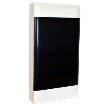 LEGRAND PractiboxS 4 sor 12 modul, falon kívüli kiselosztó(650°C), átlátszó füstszínű ajtóval, védőföld és nulla elosztókapoccsal (135214)