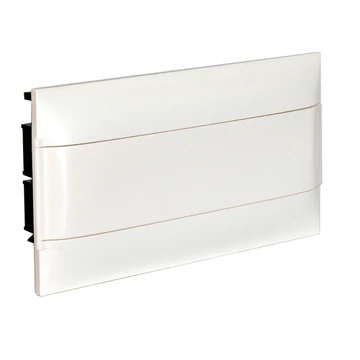 LEGRAND PractiboxS 1 sor 18 modul, téglafalba süllyeszthető kiselosztó(650°C), fehér ajtóval, védőföld és nulla elosztókapoccsal (137146)