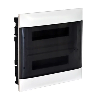 LEGRAND PractiboxS 2 sor 18 modul, téglafalba süllyeszthető kiselosztó(650°C), átlátszó füstszínű ajtóval, védőföld és nulla elosztókapoccsal (137157)
