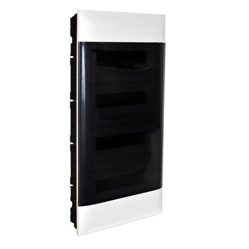 LEGRAND PractiboxS 4 sor 18 modul, téglafalba süllyeszthető kiselosztó(650°C), átlátszó füstszínű ajtóval, védőföld és nulla elosztókapoccsal (137159)